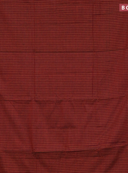 Narayanpet cotton saree maroon and black with allover checked pattern and thread woven border