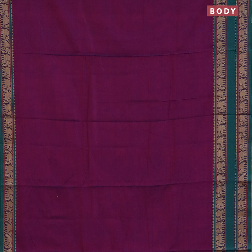 Narayanpet cotton saree purple and green with plain body and rettapet thread woven border