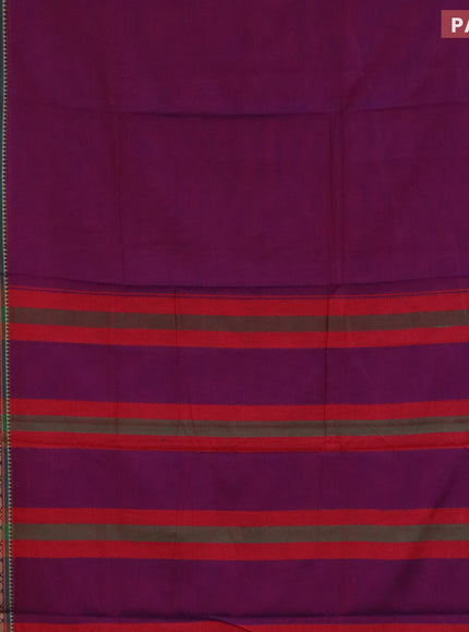 Narayanpet cotton saree purple and green with plain body and rettapet thread woven border