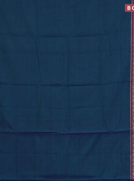 Narayanpet cotton saree dual shade of bluish green and magenta pink with plain body and rettapet thread woven border