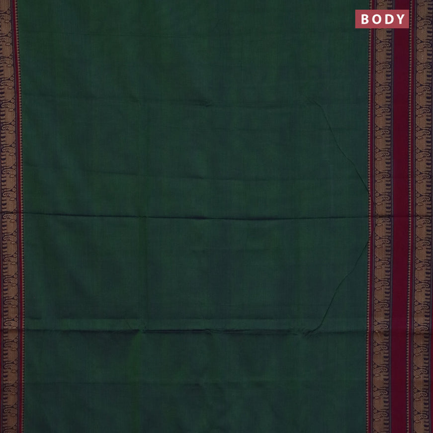 Narayanpet cotton saree dual shade of green and magenta pink with plain body and rettapet thread woven border