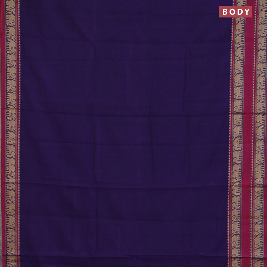 Narayanpet cotton saree deep violet and magenta pink with plain body and rettapet thread woven border