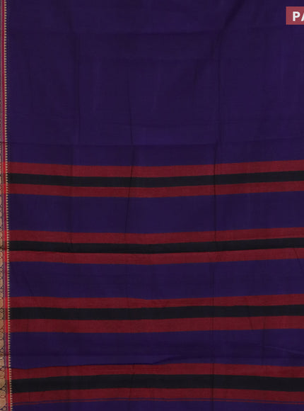 Narayanpet cotton saree deep violet and magenta pink with plain body and rettapet thread woven border