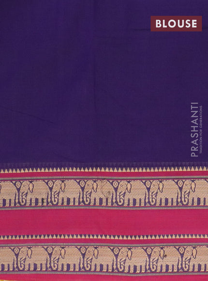 Narayanpet cotton saree deep violet and magenta pink with plain body and rettapet thread woven border