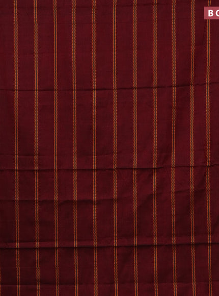 Narayanpet cotton saree maroon and mustard yellow with allover thread weaves and piping border