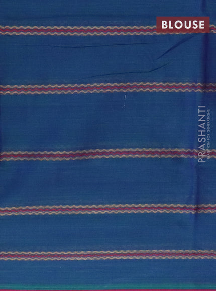 Narayanpet cotton saree dual shade of bluish green and magenta pink with allover thread weaves and piping border