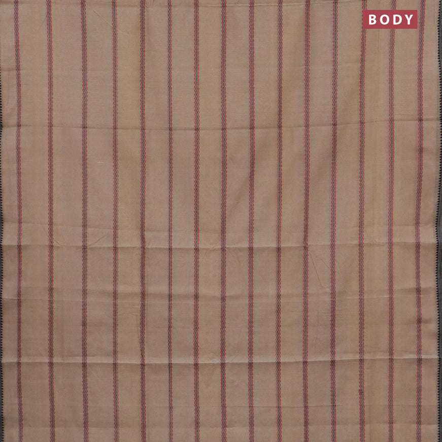 Narayanpet cotton saree beige and elephant grey with allover thread weaves and piping border