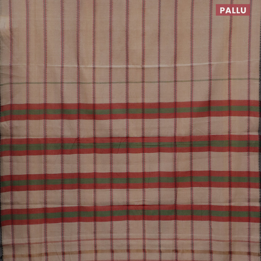 Narayanpet cotton saree beige and elephant grey with allover thread weaves and piping border