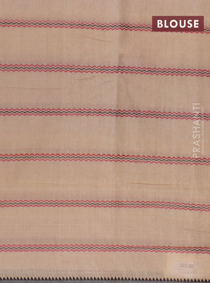 Narayanpet cotton saree beige and elephant grey with allover thread weaves and piping border