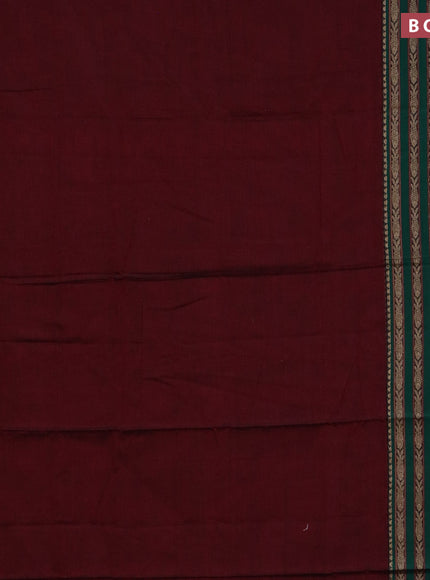 Narayanpet cotton saree maroon and green with plain body and long thread woven border