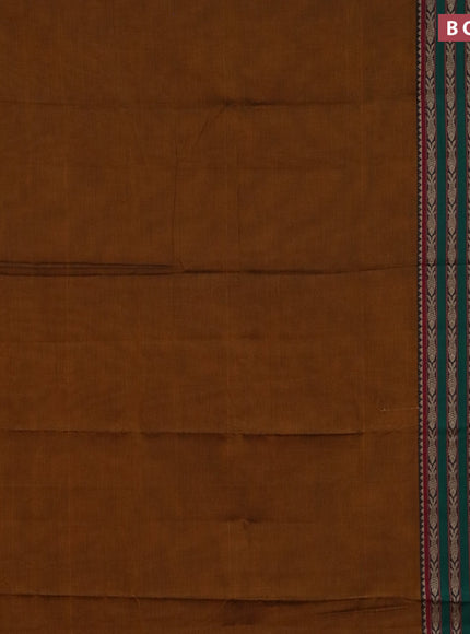 Narayanpet cotton saree mustard shade and maroon with plain body and long thread woven border