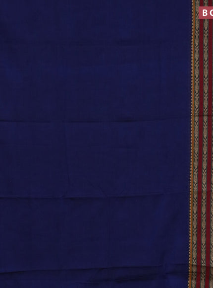 Narayanpet cotton saree blue and mustard shade with plain body and long thread woven border