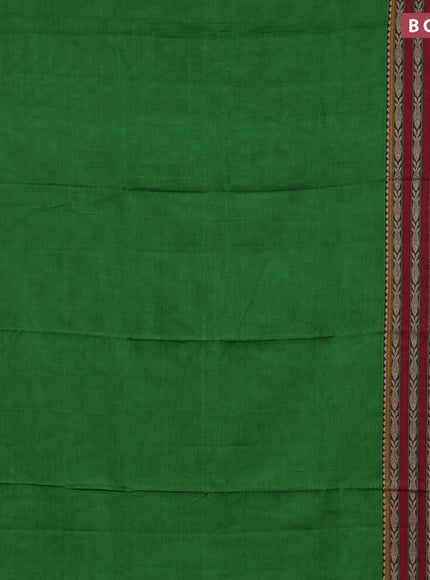 Narayanpet cotton saree green and mustard shade with plain body and long thread woven border