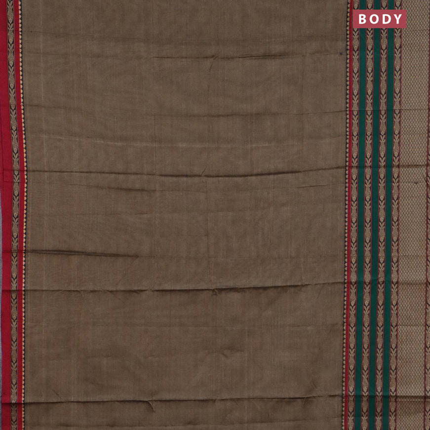 Narayanpet cotton saree grey and maroon with plain body and long thread woven border