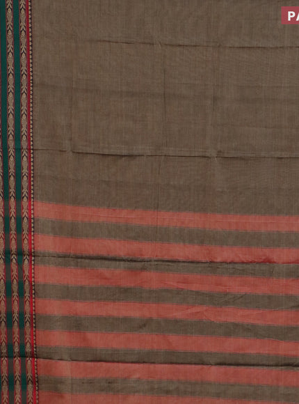 Narayanpet cotton saree grey and maroon with plain body and long thread woven border