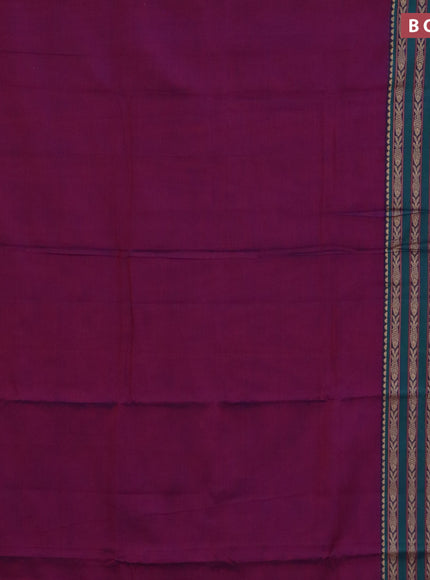 Narayanpet cotton saree purple and green with plain body and long thread woven border