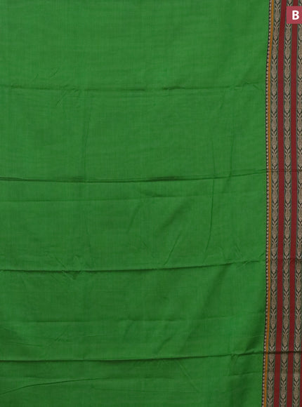 Narayanpet cotton saree green and mustard yellow with plain body and long thread woven border