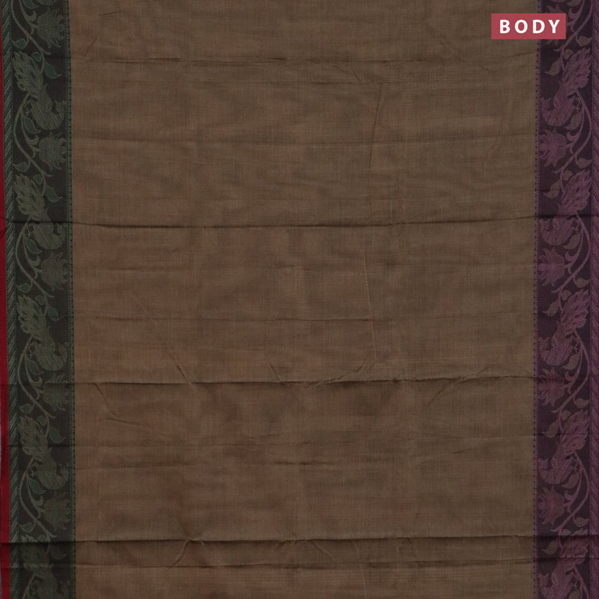 Narayanpet cotton saree grey shade and black with plain body and thread woven border