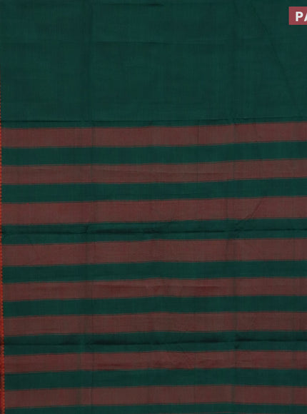 Narayanpet cotton saree green and maroon with plain body and thread woven border