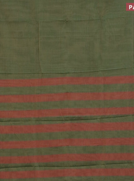 Narayanpet cotton saree green shade and maroon with plain body and thread woven border