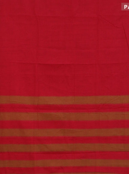 Narayanpet cotton saree red and green with plain body and thread woven border