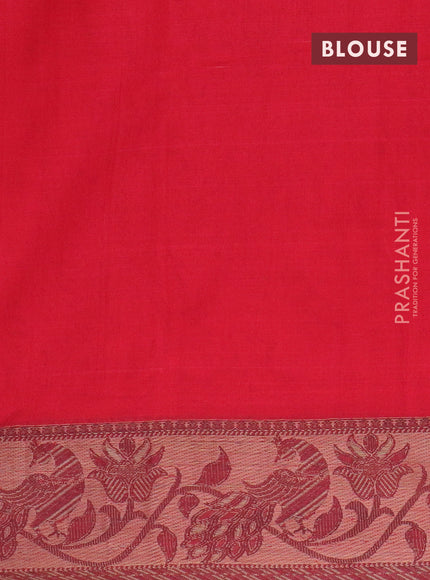 Narayanpet cotton saree red and green with plain body and thread woven border