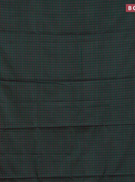 Narayanpet cotton saree green and maroon with allover checked patter and thread woven border