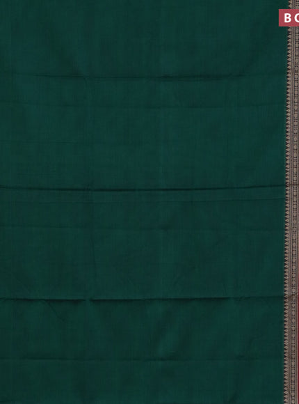 Narayanpet cotton saree green and maroon with plain body and long thread woven border