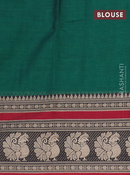 Narayanpet cotton saree green and maroon with plain body and long thread woven border