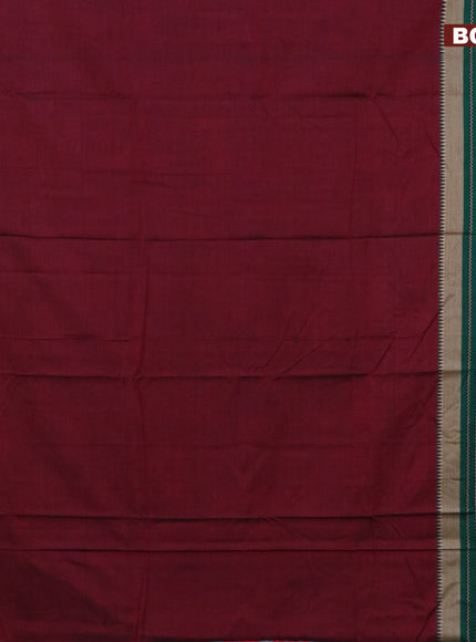 Narayanpet cotton saree maroon and green with plain body and long thread woven border