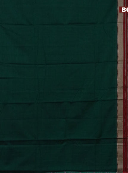 Narayanpet cotton saree green and maroon with plain body and long thread woven border