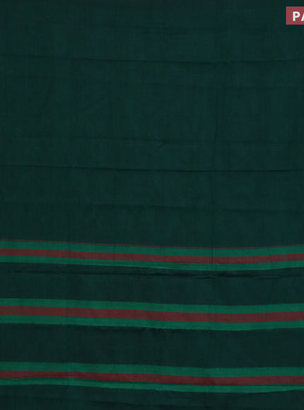 Narayanpet cotton saree green and maroon with plain body and thread woven border