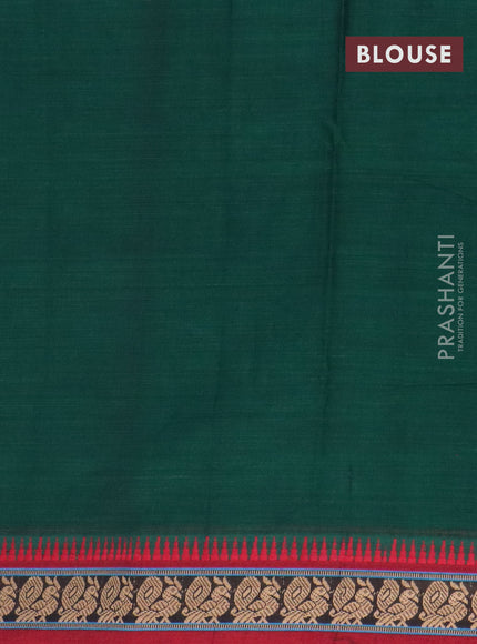 Narayanpet cotton saree green and maroon with plain body and thread woven border