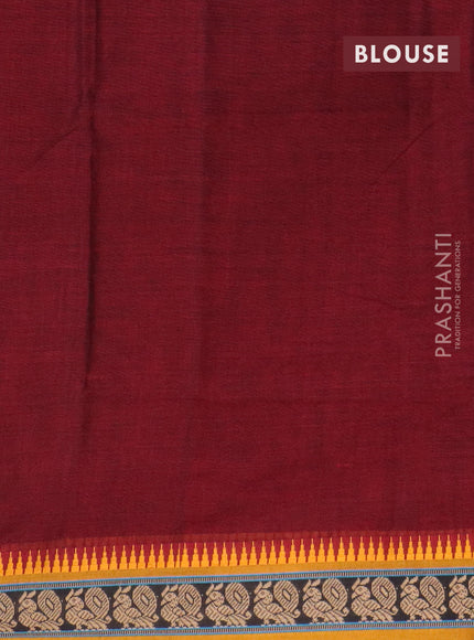 Narayanpet cotton saree maroon and mustard yellow with plain body and thread woven border