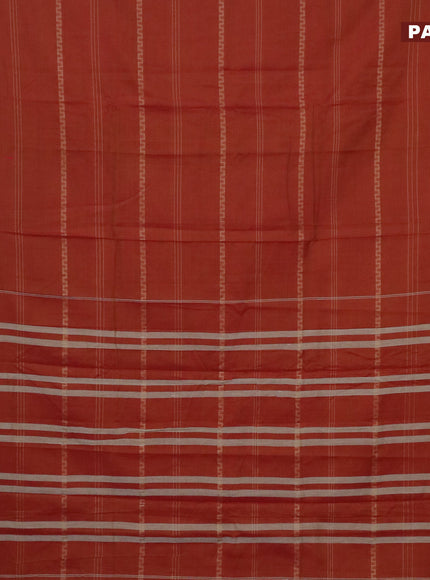 Narayanpet cotton saree dual shade of rust and pink with allover thread weaves and thread woven border