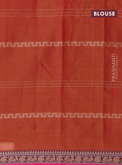 Narayanpet cotton saree dual shade of rust and pink with allover thread weaves and thread woven border