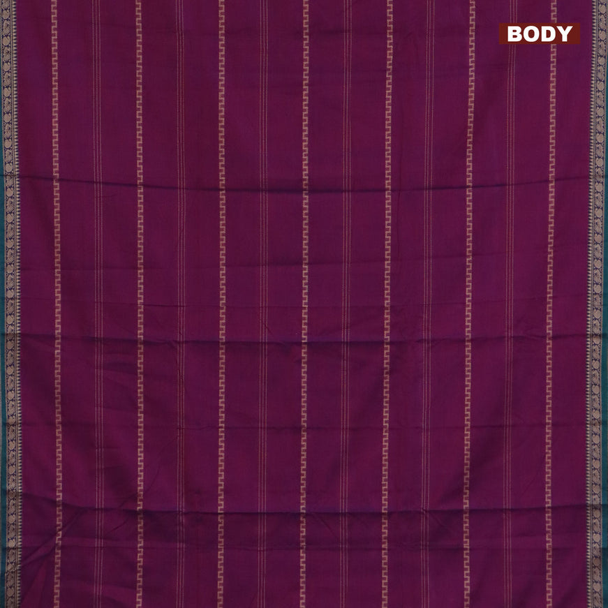 Narayanpet cotton saree purple and green with allover thread weaves and thread woven border