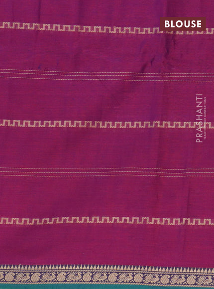 Narayanpet cotton saree purple and green with allover thread weaves and thread woven border