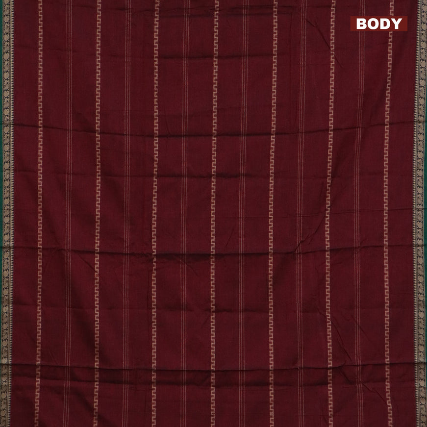 Narayanpet cotton saree maroon and green with allover thread weaves and thread woven border