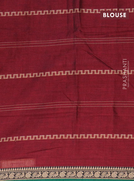 Narayanpet cotton saree maroon and green with allover thread weaves and thread woven border