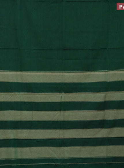 Narayanpet cotton saree green and black with plain body and thread woven border