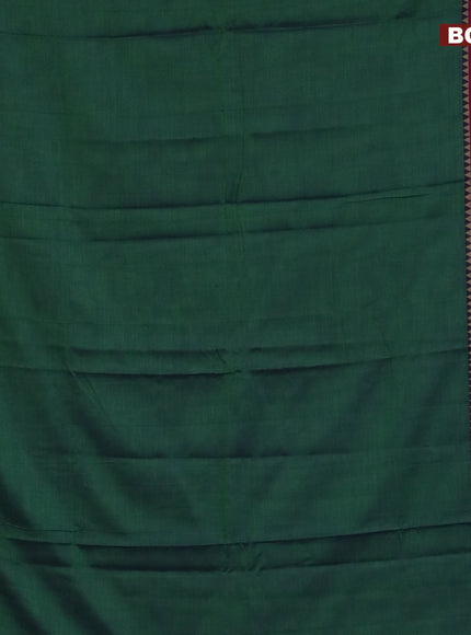 Narayanpet cotton saree dual shade of green and pink with plain body and thread woven border