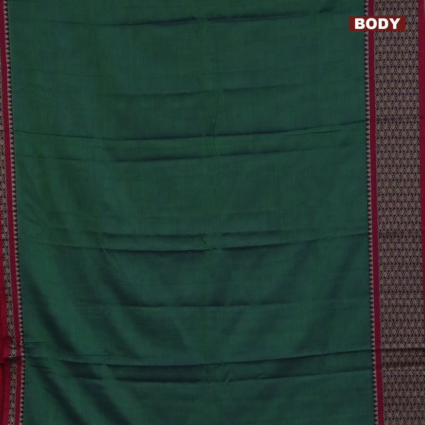 Narayanpet cotton saree dual shade of green and pink with plain body and thread woven border