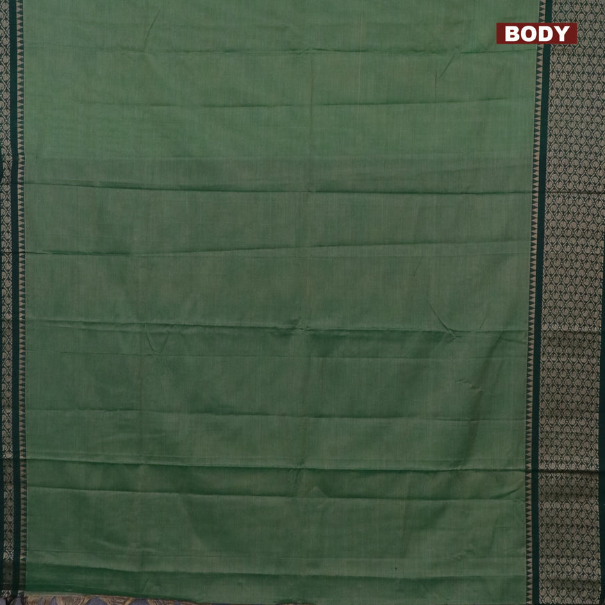 Narayanpet cotton saree green shade and green with plain body and thread woven border