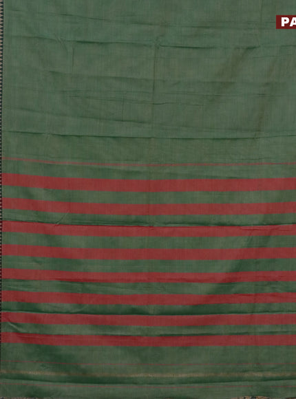 Narayanpet cotton saree green shade and green with plain body and thread woven border