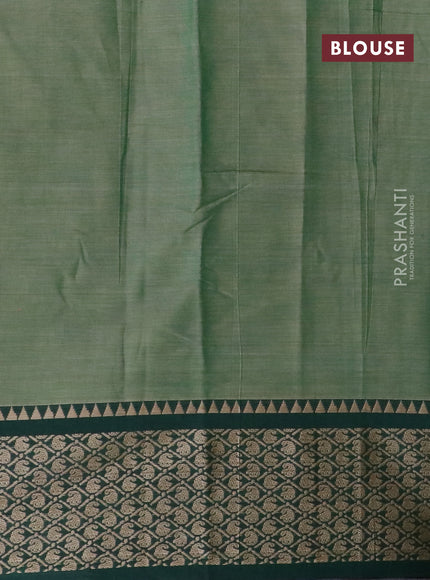 Narayanpet cotton saree green shade and green with plain body and thread woven border