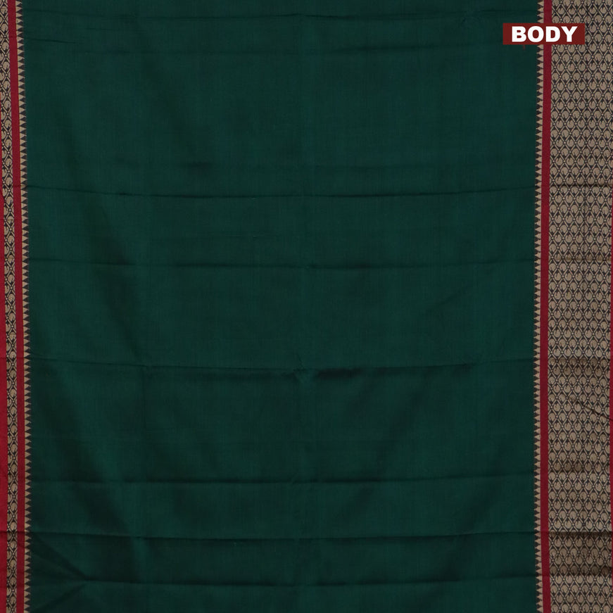 Narayanpet cotton saree green and maroon with plain body and thread woven border