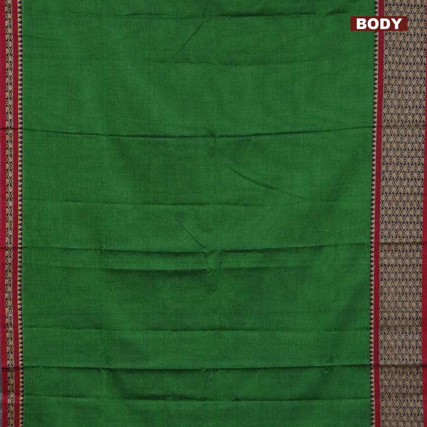 Narayanpet cotton saree green and maroon with plain body and thread woven border