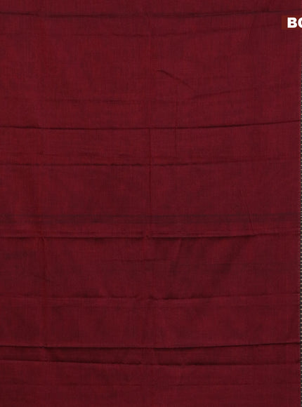 Narayanpet cotton saree maroon and green with plain body and thread woven border