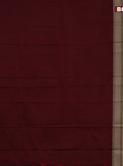 Narayanpet cotton saree maroon and black with plain body and thread woven border